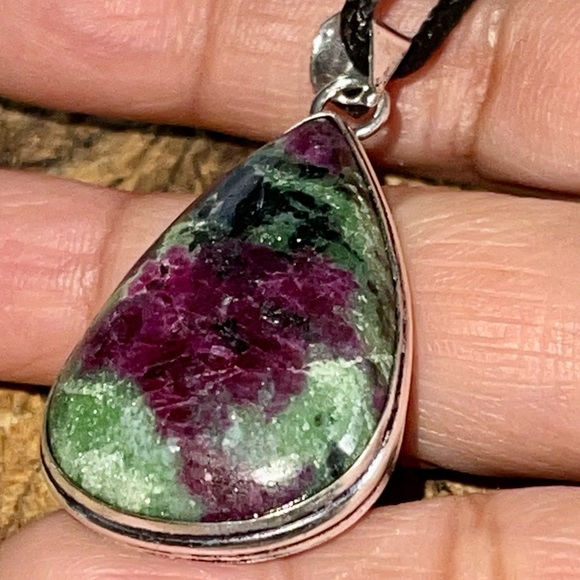 Anyolite Ruby Red Zoisite Pendant 2” - Picture 6 of 15